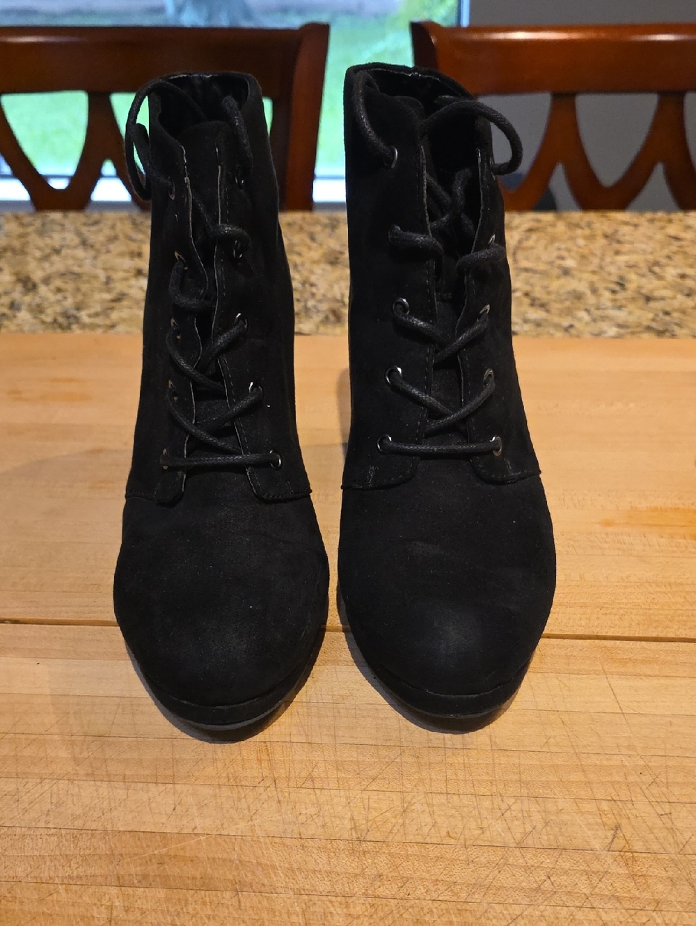 a.n.a Black Suede Lace-Up Ankle Boots